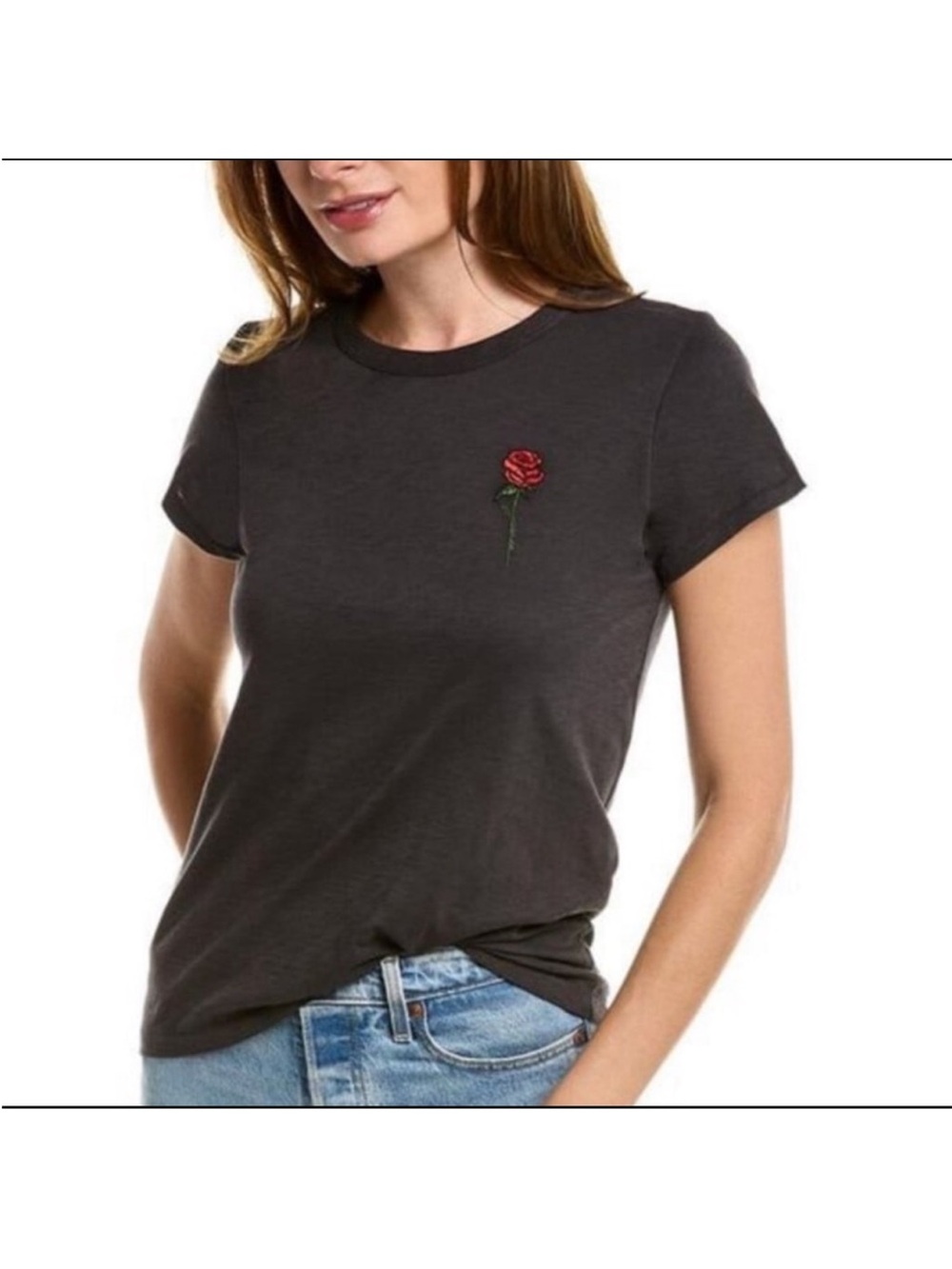Rag & Bone Rose script jersey tee size medium 100% cotton
